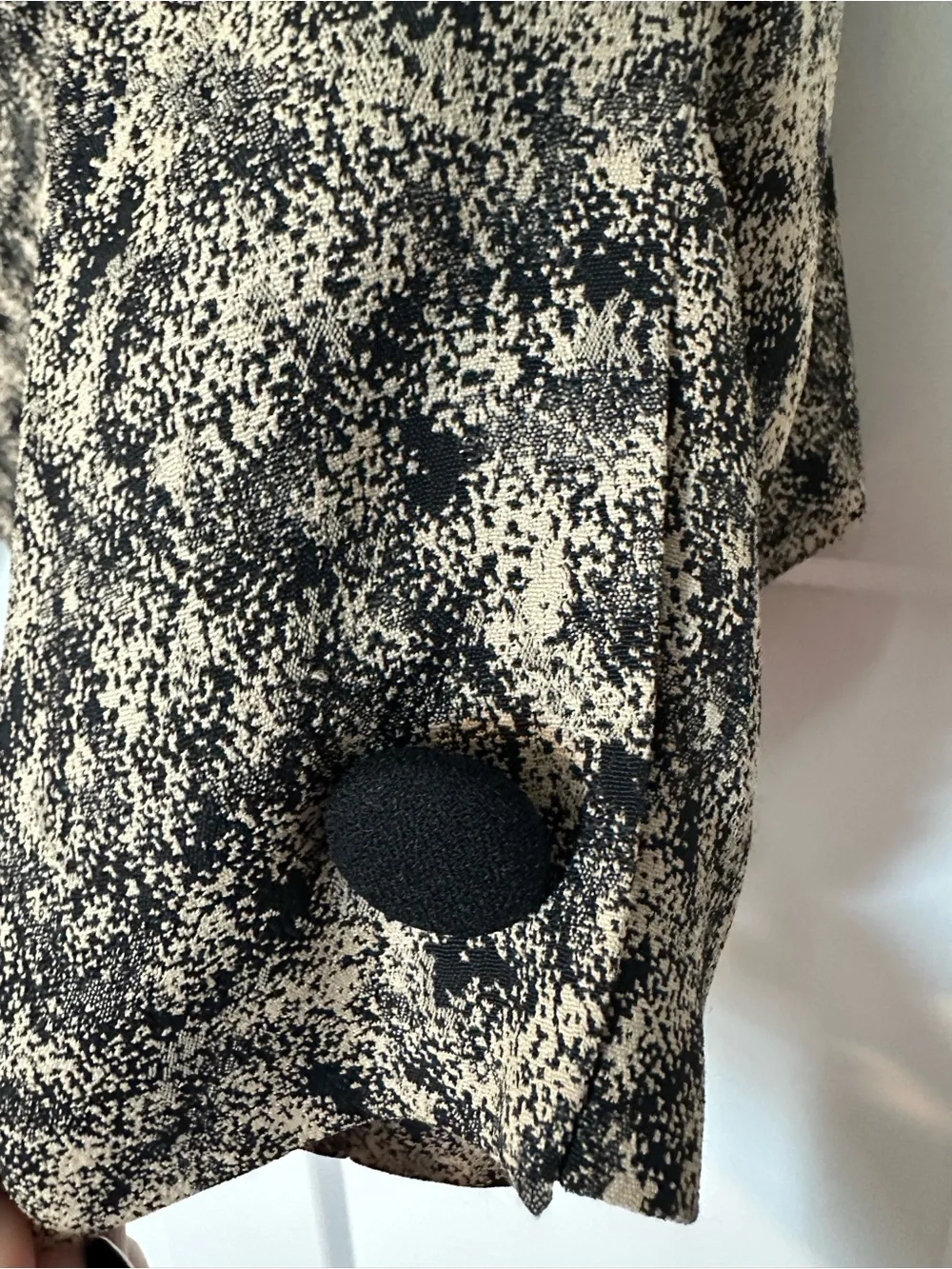 Petite Sophisticate Black and Cream Asymmetric Textured Blazer